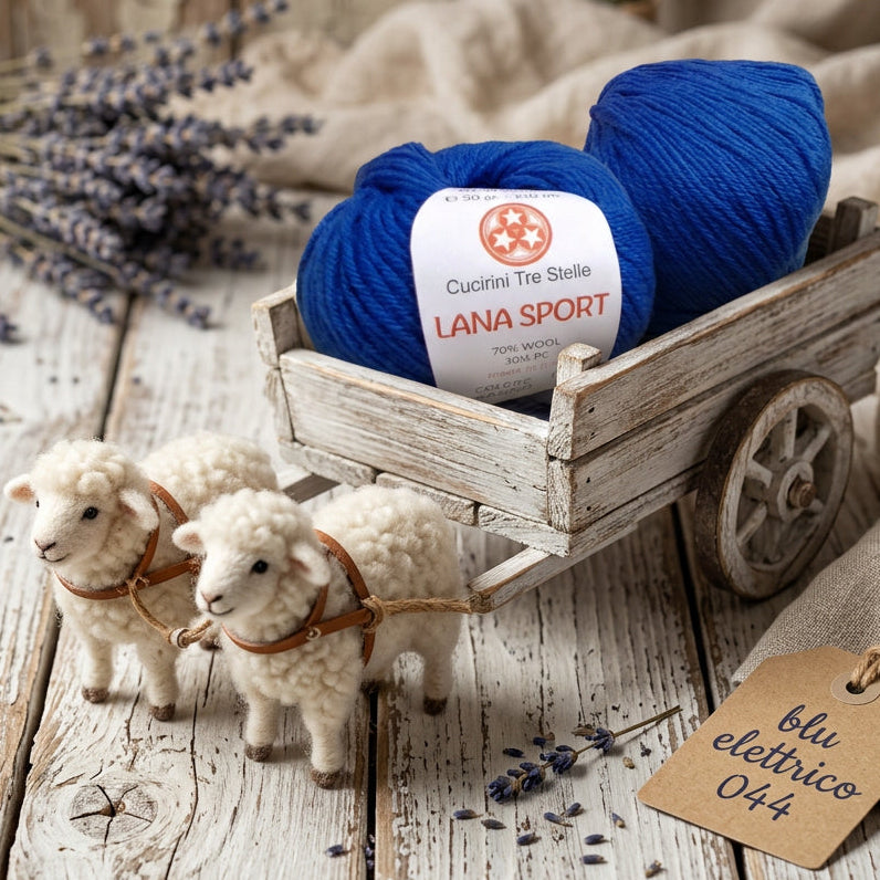 blu elettrico offerte filato misto lana vergine acrilico filo sintetico Sport Cucirini Tre Stelle gomitolo 50 g 150 metri  uso uncinetto ferri da maglia e calza per guanti cappelli sciarpe scaldacollo maglioni copertine cappotto stole