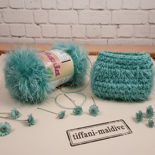 tiffani-maldive lana fur con frange colori MAS cordino fantasia pelosetto pelliccioso ecologico cordoncino per uncinetto borse scaldacollo pochette clutch bags sciarpe stole invernali