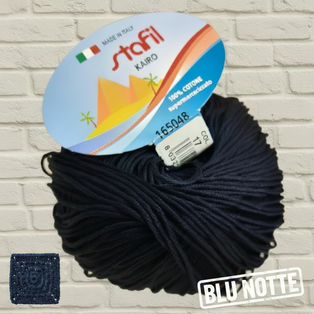 blu notte filato grosso Stafil kairo italiano lana stock filo di cotone supermercerizzato per uncinetto ferri lavori a maglia 3-4 uso sferruzzare crochet top canotta costumi estivi scialli maglie sandali espadrillas cappelli moda mare abbigliamento amigurumi casa delle bambole