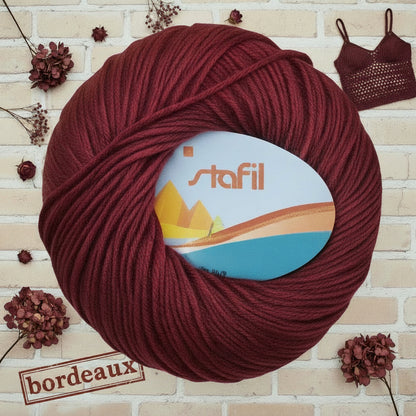 bordeaux filato grosso spesso Stafil kairo italiano lana stock filo di cotone supermercerizzato per uncinetto ferri lavori a maglia 3-4 uso sferruzzare crochet top canotta costumi estivi