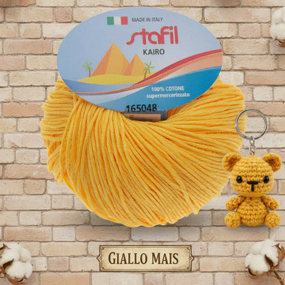 giallo mais filato grosso Stafil kairo italiano lana stock filo di cotone supermercerizzato per uncinetto ferri lavori a maglia 3-4 uso sferruzzare crochet top canotta costumi estivi scialli maglie sandali espadrillas cappelli moda mare abbigliamento amigurumi casa delle bambole