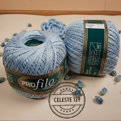 celeste 129 filo di scozia profilo filato cotone uncinetto pregiato n 8 per uncino 1-1.5  uso amigurumi rosellina