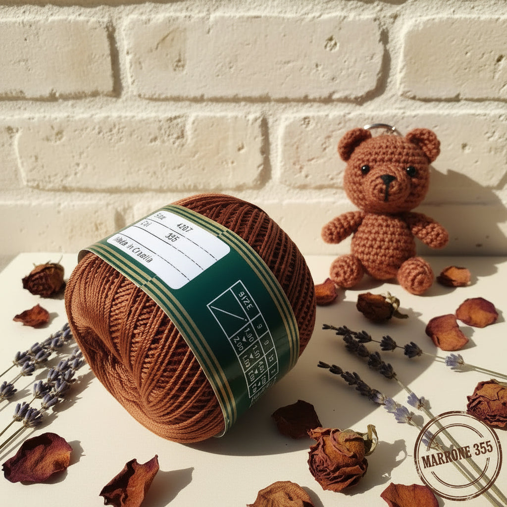 marrone filo di scozia profilo filato cotone uncinetto pregiato n 8 per uncino 1-1.5  uso amigurumi portachiavi orso