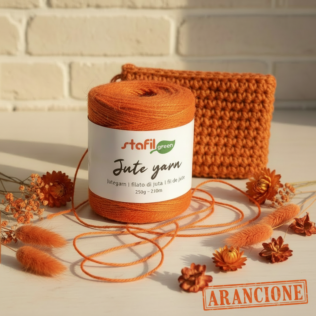 arancione jutegarn 250 g 210 m shop filato iuta per uncinetto di cestini porta-vaso porta-piante da realizzare con juta naturale filo colorato uso lavori a mano di tappeti arazzi borse