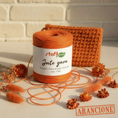 arancione jutegarn 250 g 210 m shop filato iuta per uncinetto di cestini porta-vaso porta-piante da realizzare con juta naturale filo colorato uso lavori a mano di tappeti arazzi borse