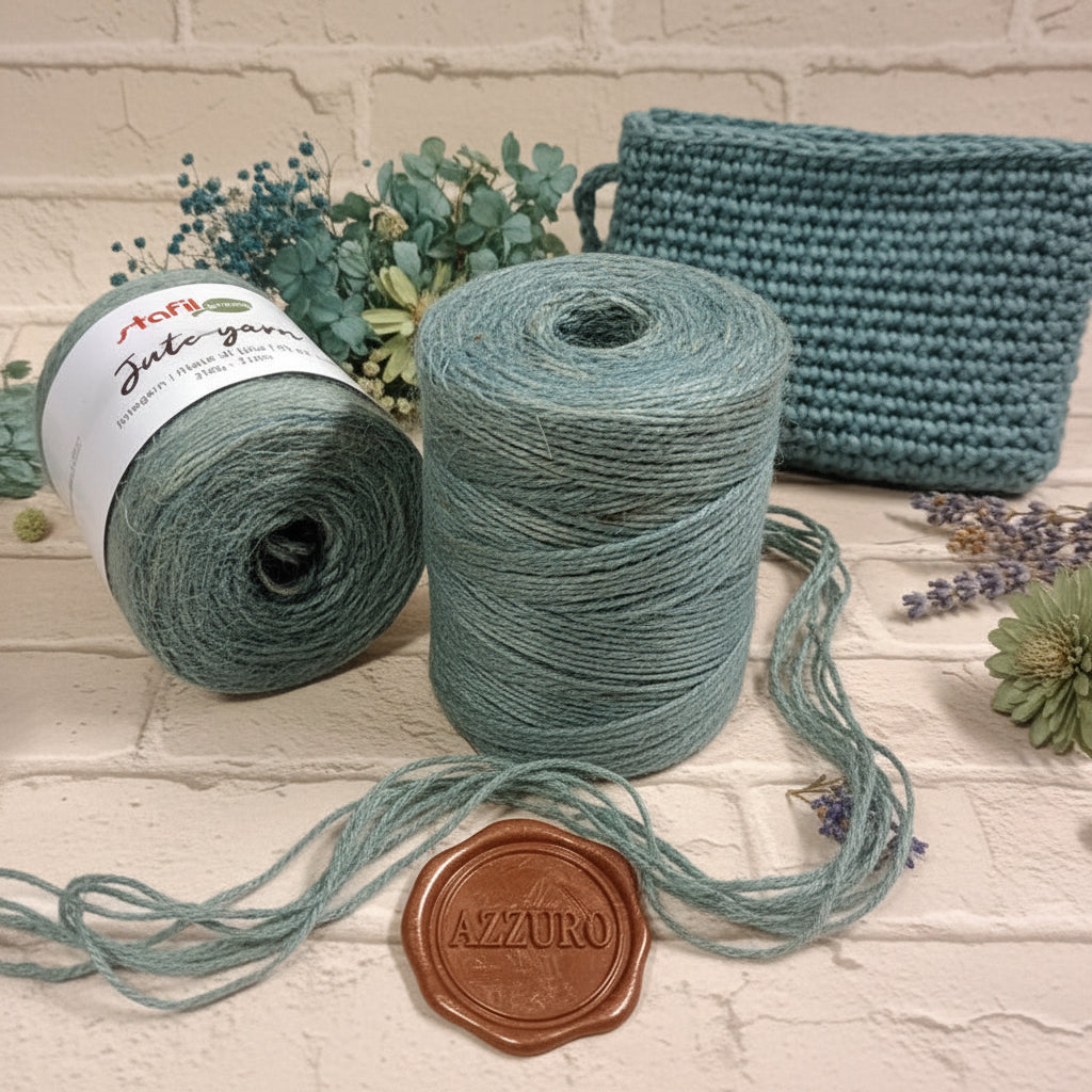 Stafil green jute yarn azzurro cordino colorato filato prodotto da filo juta per borse uncinetto tappeti cuscini abbigliamento moda mare cappelli sandali