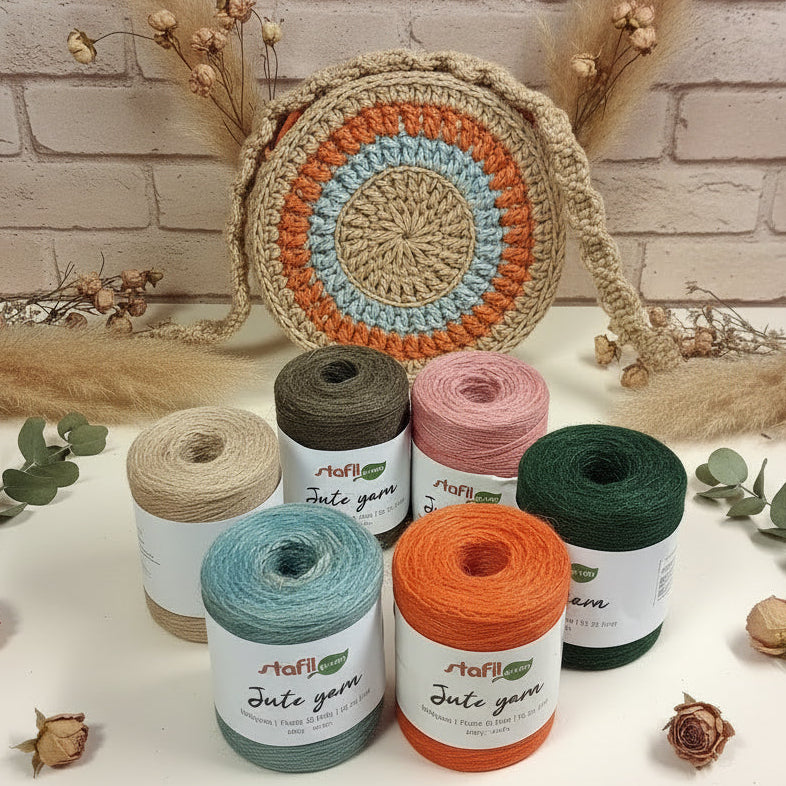 Stafil green jute garn filo juta cordino colorato filato per borse uncinetto sottopiatti cestini estivi