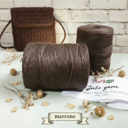 filato juta jute garn yute yarn stafil green cordino borse uncinetto filo 2 mm colore marrone cordoncino per macramè tessitura tappeti cappelli scarpe sandali