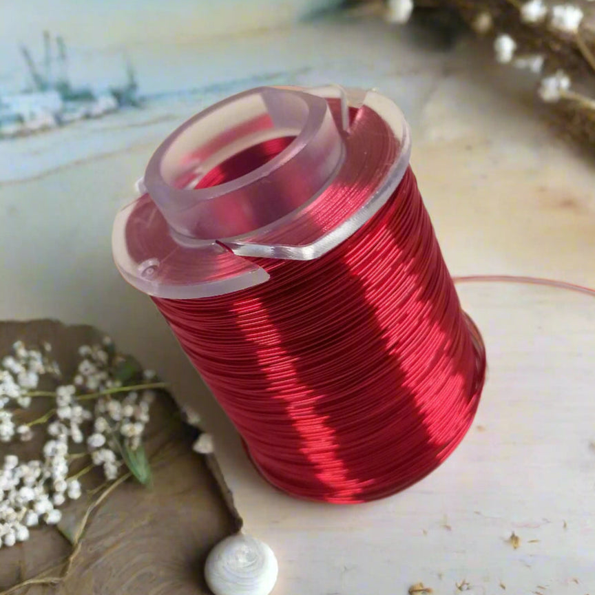 gr 100 rosso filo di ferro rame colorato 0.30 mm laccato verniciato smaltato lucido metallizzato uso per fiori alberi bonsai piante perline hobby creativi uncinetto
