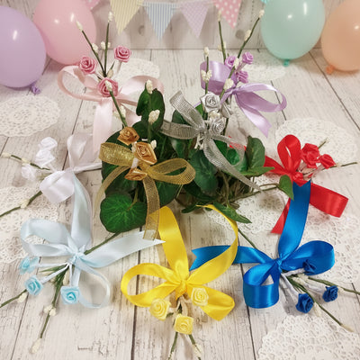 Roselline e fiocchi bomboniere pronti fiorellini confezioni segnaposto