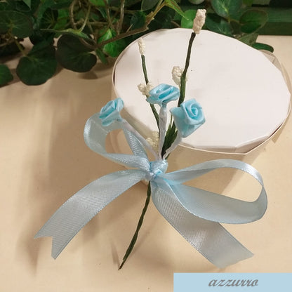 azzurro fiocchetto con fiorellini roselline colorate fiocco pronto bomboniere fai da te confezioni regalo segnaposto