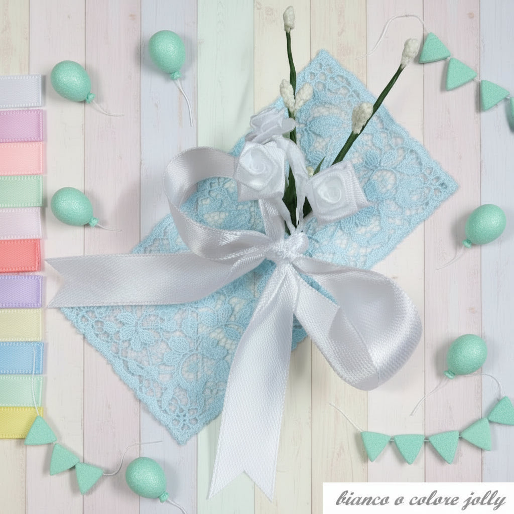 bianco o colore jolly fiocchetto con fiorellini roselline colorate fiocco pronto bomboniere fai da te confezioni regalo segnaposto