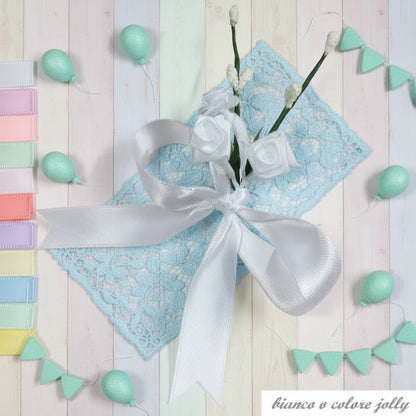 bianco o colore jolly fiocchetto con fiorellini roselline colorate fiocco pronto bomboniere fai da te confezioni regalo segnaposto