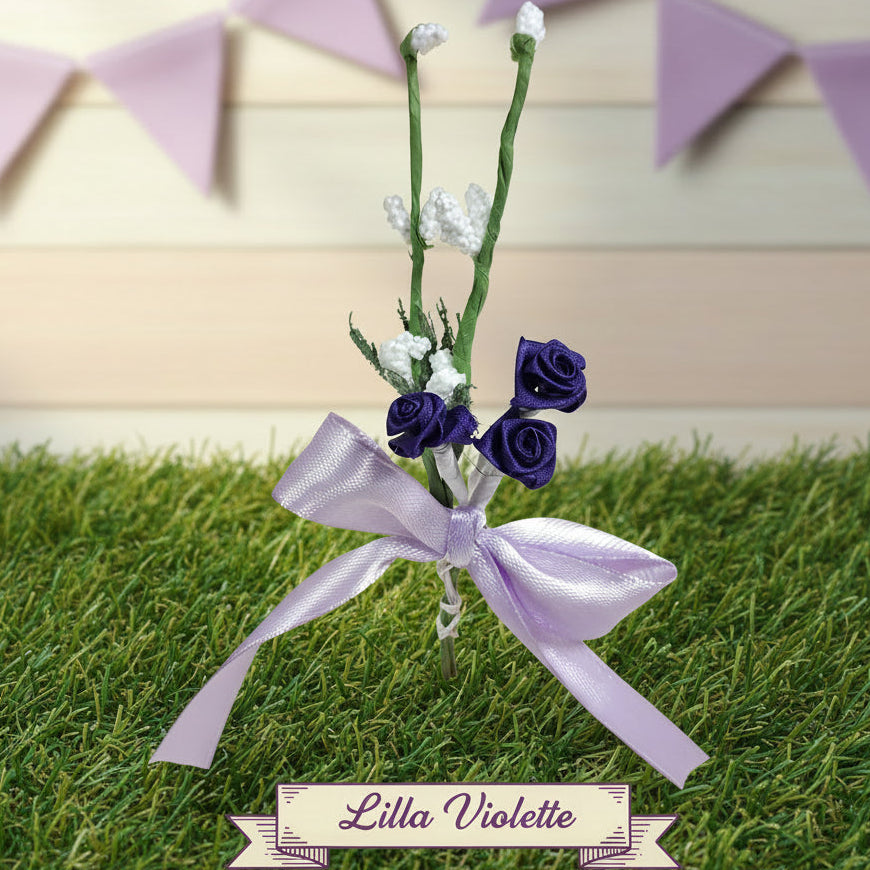 lilla violette lavanda fiocchetto con mazzolino bouquet fiorellini roselline colorate fiocco pronto bomboniere fai da te confezioni pacchi regalo segnaposto