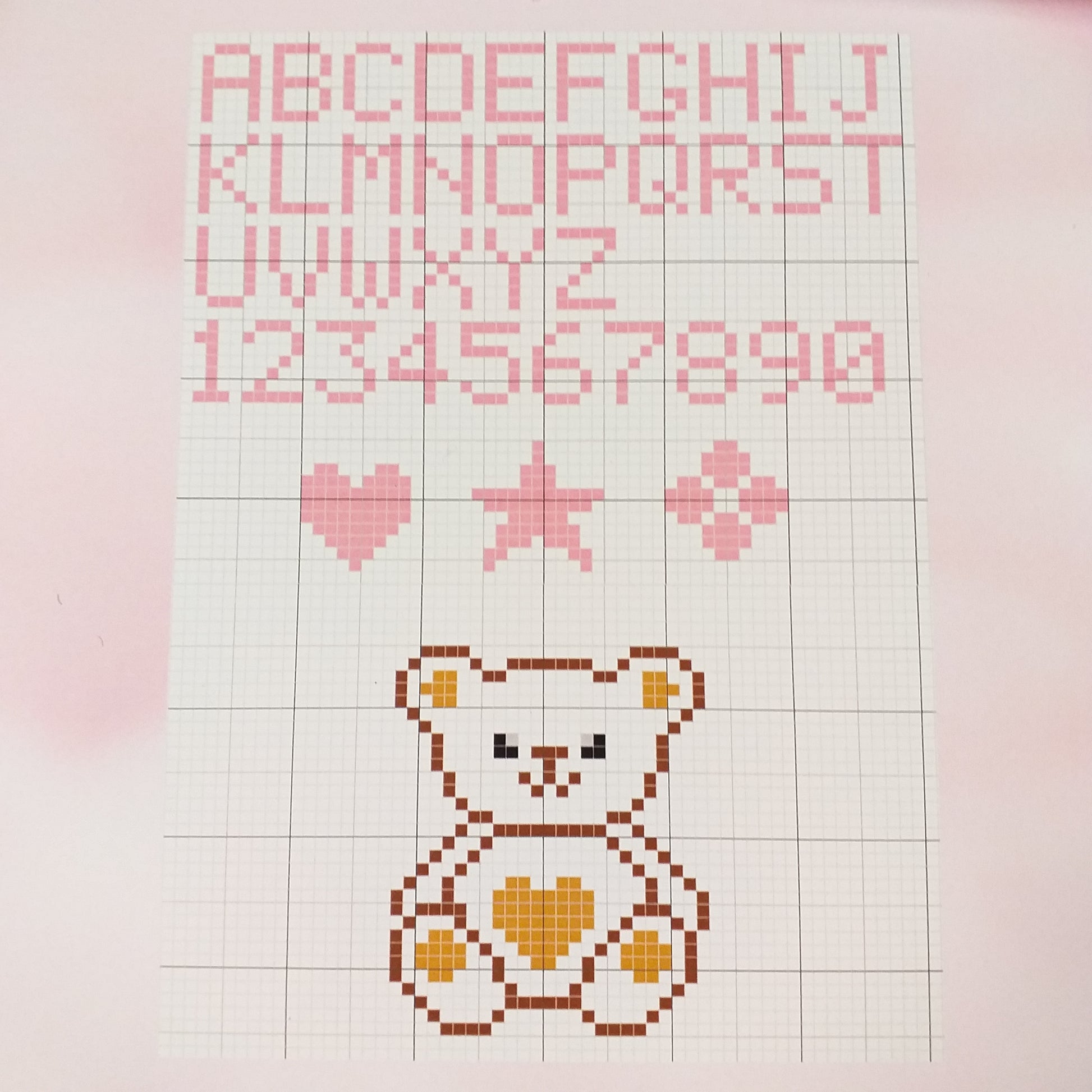 schemi orsetto cuore stella cornice alfabeto numeri per rosa bimba femminuccia coccarda nascita fiocco da ricamare punto croce tela aida stoffa cotone per fuoriporta