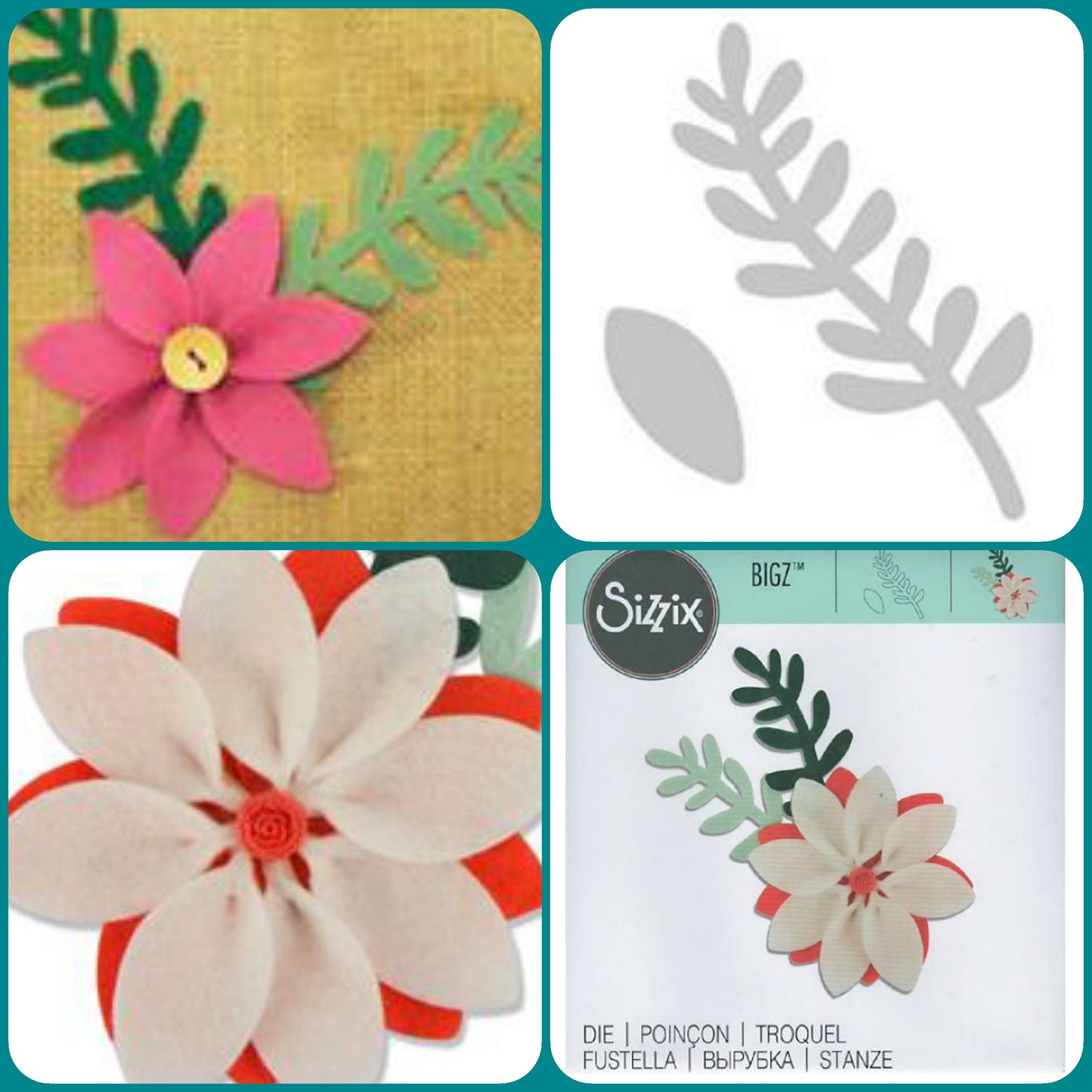 sx-661321 fustella Sizzix Bigz per Big Shot petalo fiore rametto stelo idea fai da te con feltro pannolenci