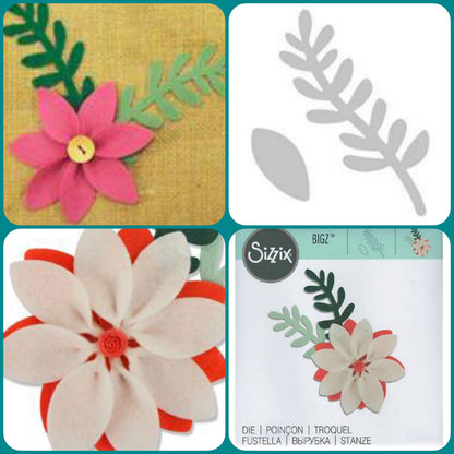 sx-661321 fustella Sizzix Bigz per Big Shot petalo fiore rametto stelo idea fai da te con feltro pannolenci