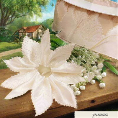 Foglie e fiore coccarda nastri portaconfetti organza canetè e tirante