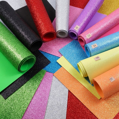Fommy glitter gomma crepla eva brillantinata foglio bianco 17 colori