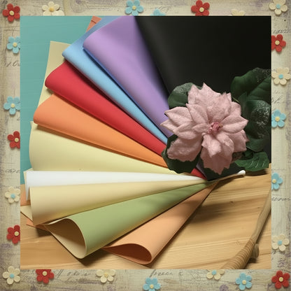 vetrina 10 colori fommy seta Renkalik extra soft 0.7-1 mm sottile fogli gomma crepla fiori foam carta eva new light mousse uso composizioni floreali hobbistica arts crafts stella natale innevata fiorellini colorati da bomboniera