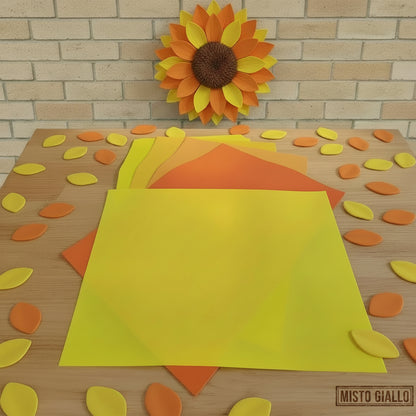 misto giallo chiaro scuro arancione becco d'oca pastello gomma eva crepla per creare fiori di fommy seta sottile 0.7 mm uso lavoretti creativi girasole