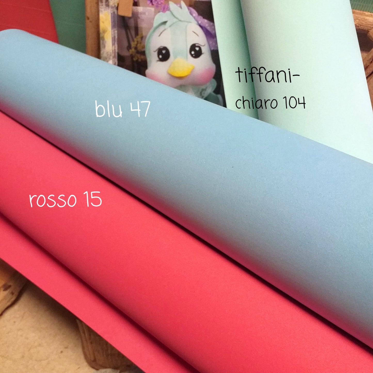rosso blu tiffani-chiaro 104 foam mousse colori fommy gomma Eva carta crepla in fogli sottile e soft 1 mm termo modellabile uso creare fatine bambole fiori margheritine