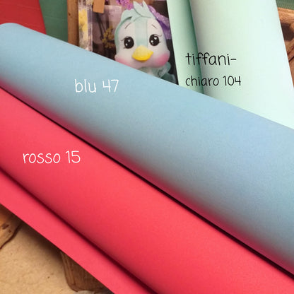 rosso blu tiffani-chiaro 104 foam mousse colori fommy gomma Eva carta crepla in fogli sottile e soft 1 mm termo modellabile uso creare fatine bambole fiori margheritine