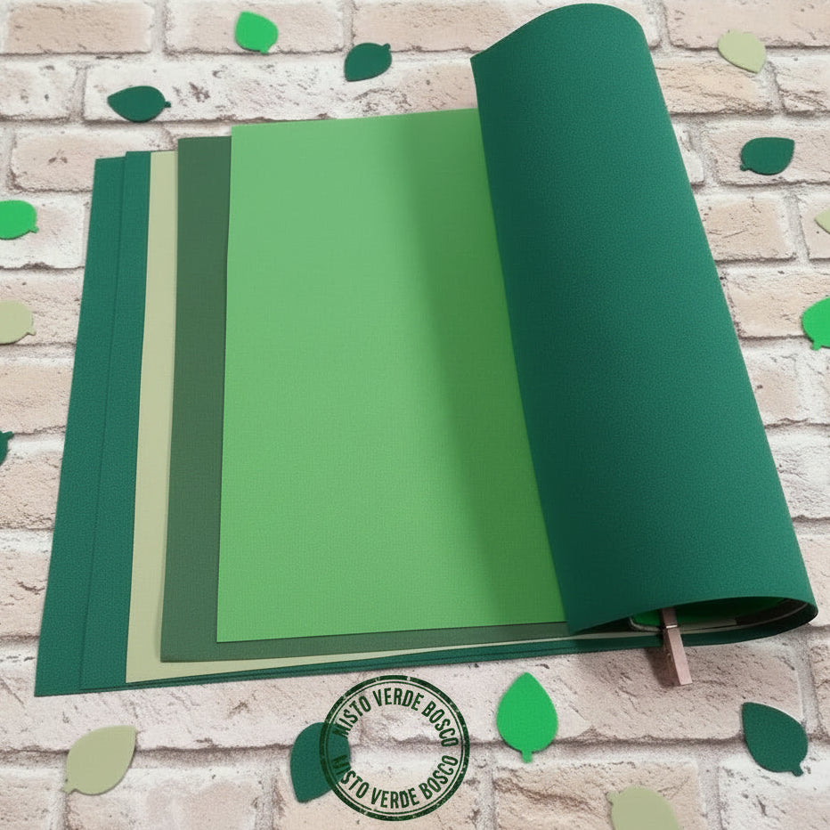 misto verde chiaro scuro muschio smeraldo pastello gomma eva crepla per creare fiori di fommy seta sottile 0.7 mm uso realizzare foglie rose