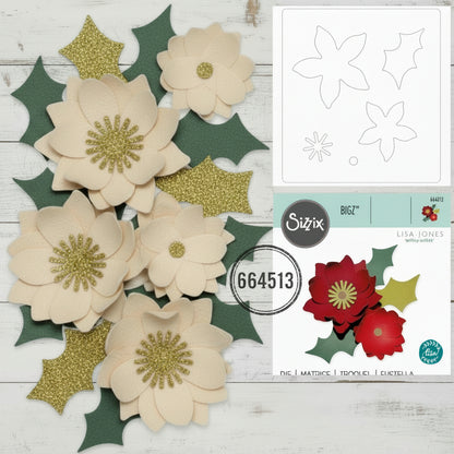 modello poinsettia 664513 stella di natale fustella per feltro Sizzix BIGZ per fustellare ogni materiale spessore sino a 3 mm anche pannolenci fommy gomma crepla legno balsa