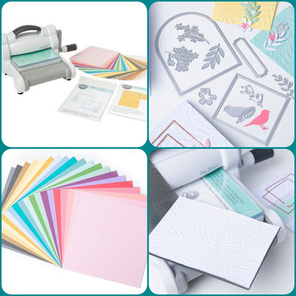 Starter kit bianca grigia Big Shot Sizzix Stafil con piano da taglio piattaforma macchina manuale con manovella fustellatrice per tagliare fommy feltro gomma crepla legno di balsa metallo sottile