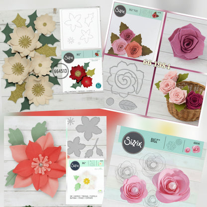 fustelle per rose e stelle di natale o elleboro bigz per sizzix big shot fustellare feltro pannolenci fommy gomma crepla