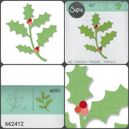 rametto artificiale verde finto agrifoglio fustelle natalizie Big Shot per fommy gomma eva crepla feltro pannolenci tema composizioni floreali addobbi e decorazioni albero Natale Presepe Natività