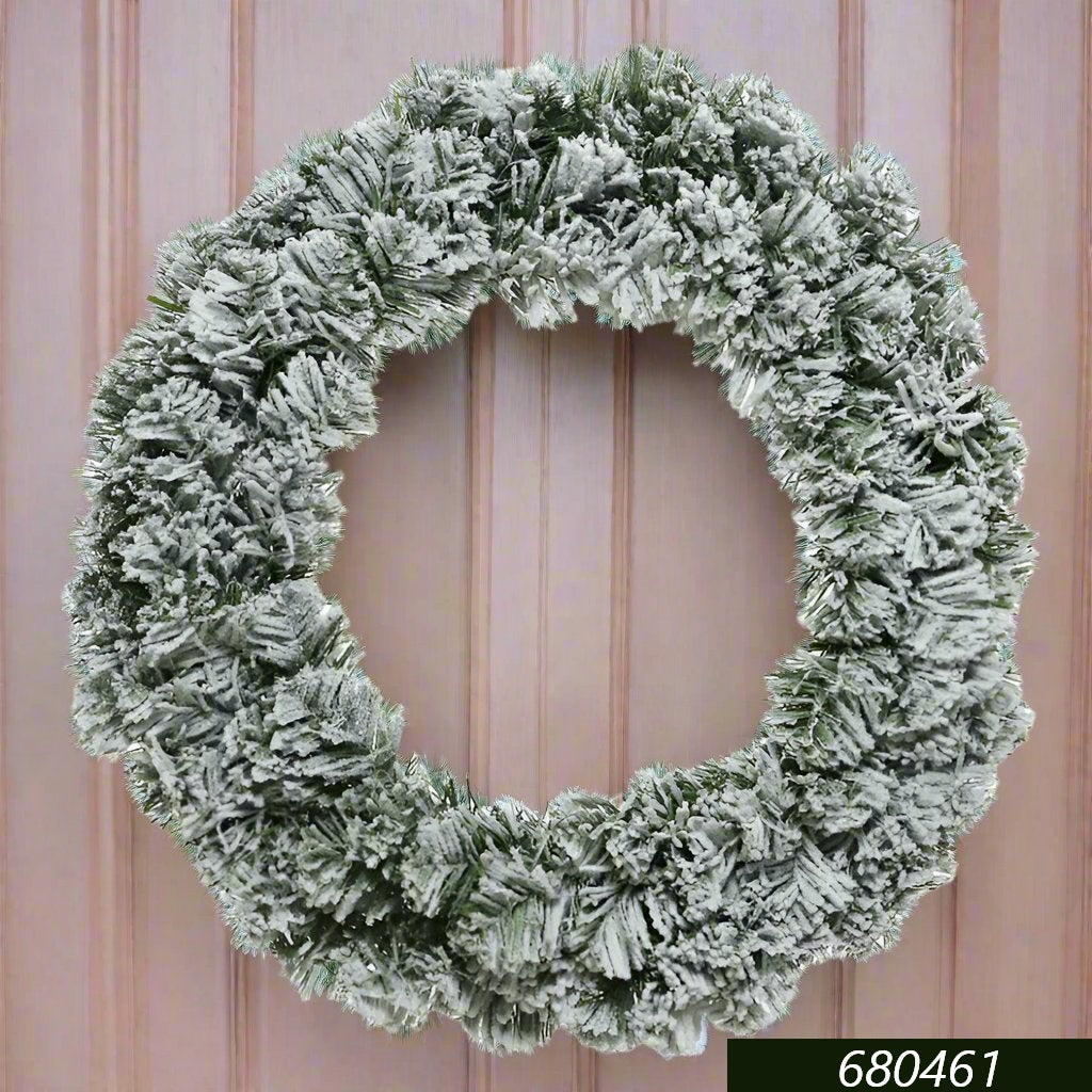 corona natalizia di abete verde innevato imbiancato imperiale grande 35 cm spessore 8 cm uso decorazioni Natale addobbi fuoriporta centrotavola dell'avvento composizioni floreali