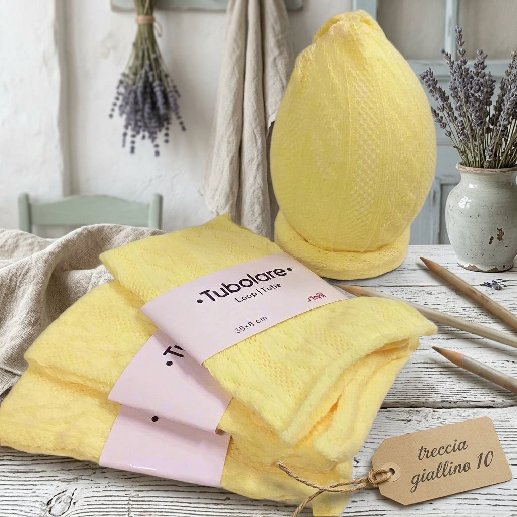giallino 10 maglia treccia stafil elasticizzata tessuto stoffa forma tubolari per bambole rivestire uova Pasqua coniglietto gallina palline polistirolo Natale