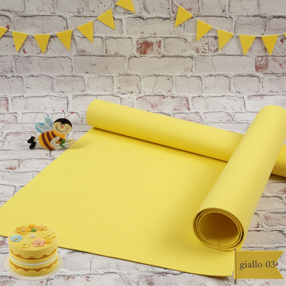 giallo 03 Stafil fommy 2 mm gomma crepla spessa morbida modellabile uso lavoretti creativi bambini fiori giganti torte scenografiche compleanno centrotavola pasquale