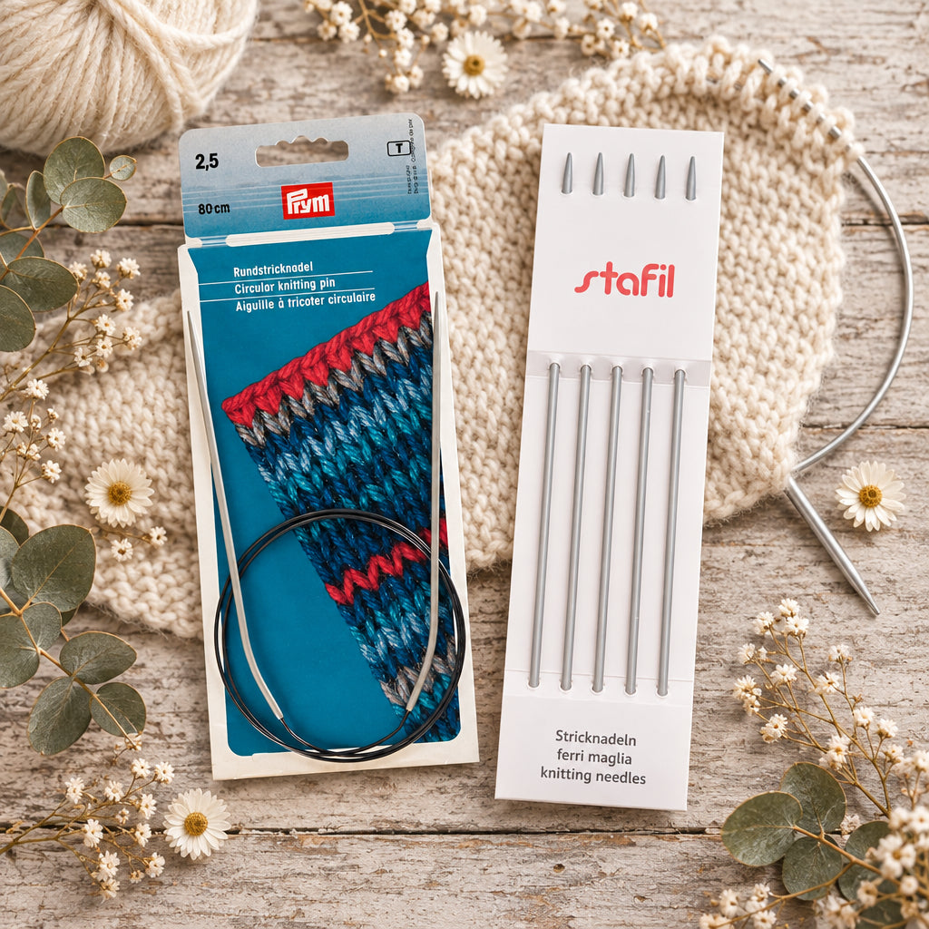 Prym ferri cirolari 2.5 mm x 80 cm uncini con plastica, gioco ferri da maglia per lavori di tubolari con la lana