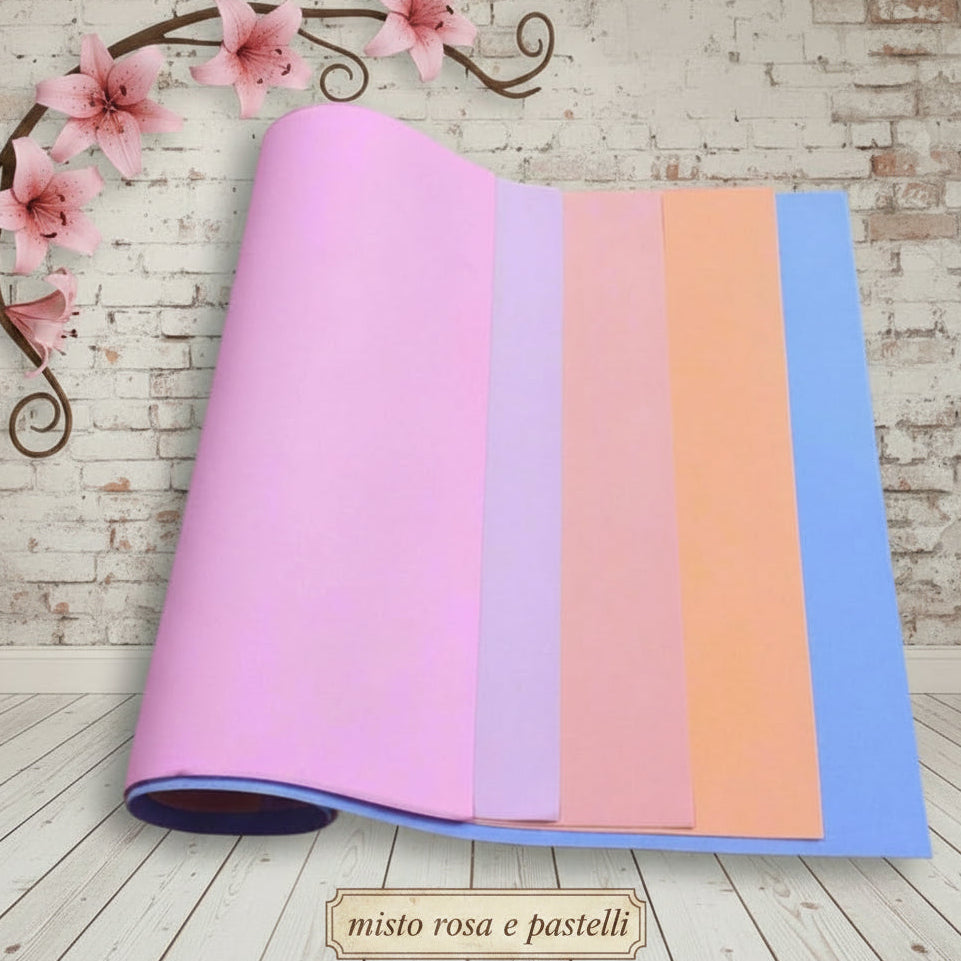 misto rosa gomma crepla colori pastello lilla albicocca azzurro assortiti fommy carta eva foam mousse uso lavoretti creativi pasquali fiori