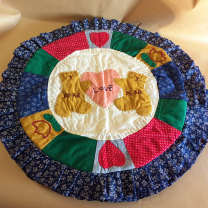 federa rotonda volant non imbottita per cuscini patchwork orsi dear love  idea regalo