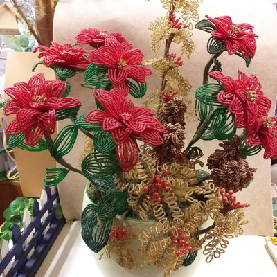 Slitta idea regalo stelle Natale perline centrotavola fiori veneziani