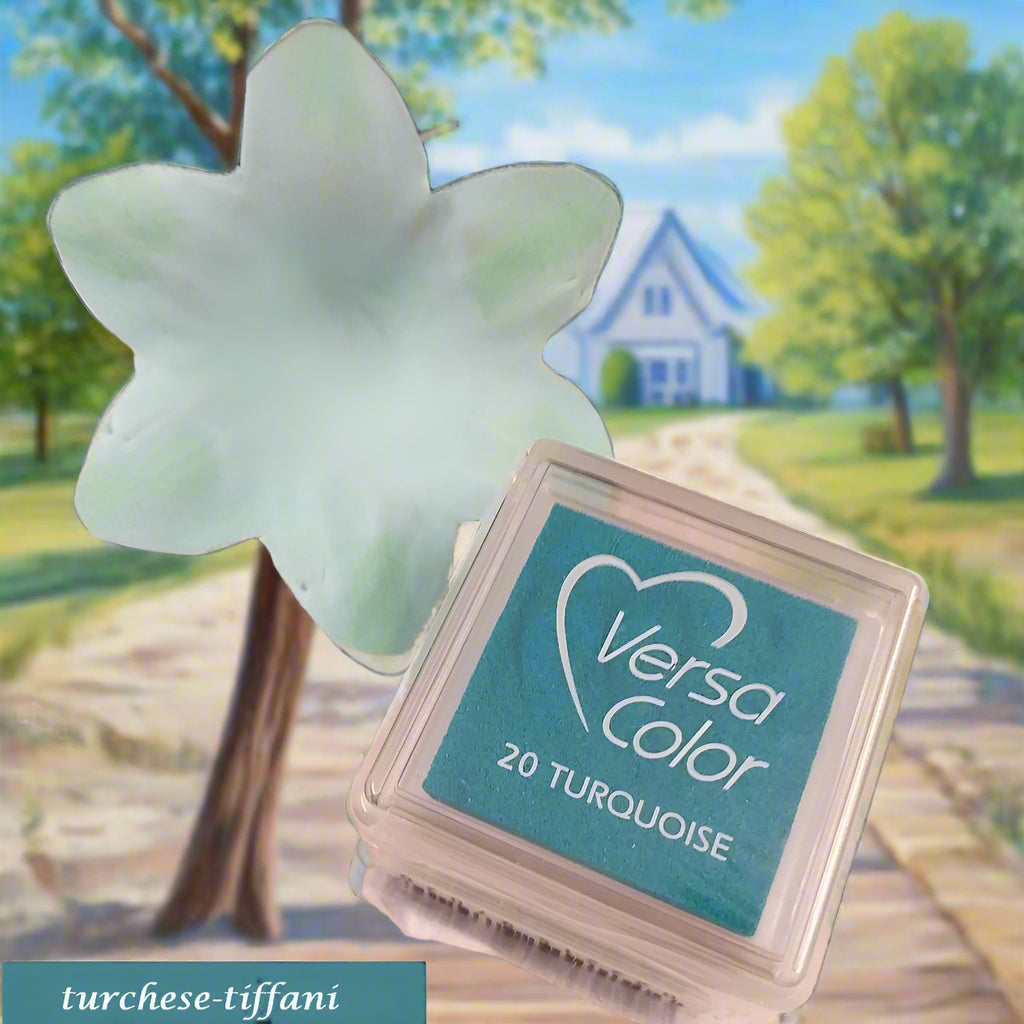 20 turquoise turchese-tiffani cuscinetto timbri pigmento inchiostro versacolor per colorare fiori fommy tessuto termico termoformabile primette Renkalik velluto