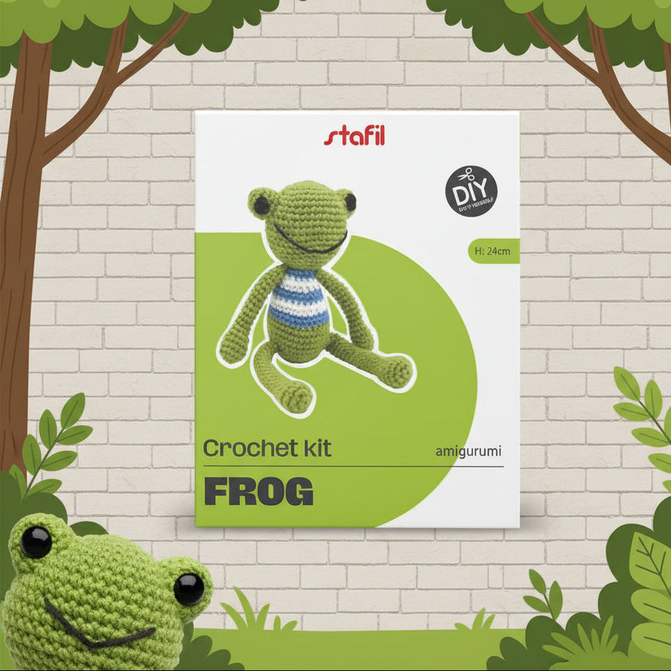 serie animali esotici della foresta animali uncinetto crochet del kit amigurumi stafil filato istruzioni per la rana frog