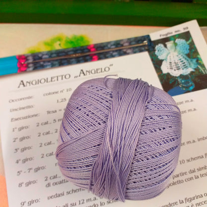 lilla glicine lavanda n.59 angioletto angelo kit schemi uncinetto 1.5 filato cotone uso idea regalo da appendere albero pasquale bomboniere e natale fai da te decorazioni addobbi