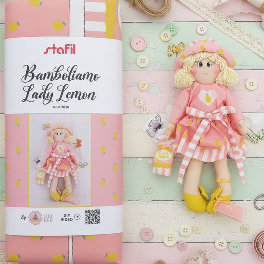Lady Lemon rosa chiaro pannello Bamboliamo Doll Stafil Natale tessuto cartamodelli stampati disegnati corpo braccia gambe per bambole di stoffa pezza cucito creativo pigotta con tessuto cotonina