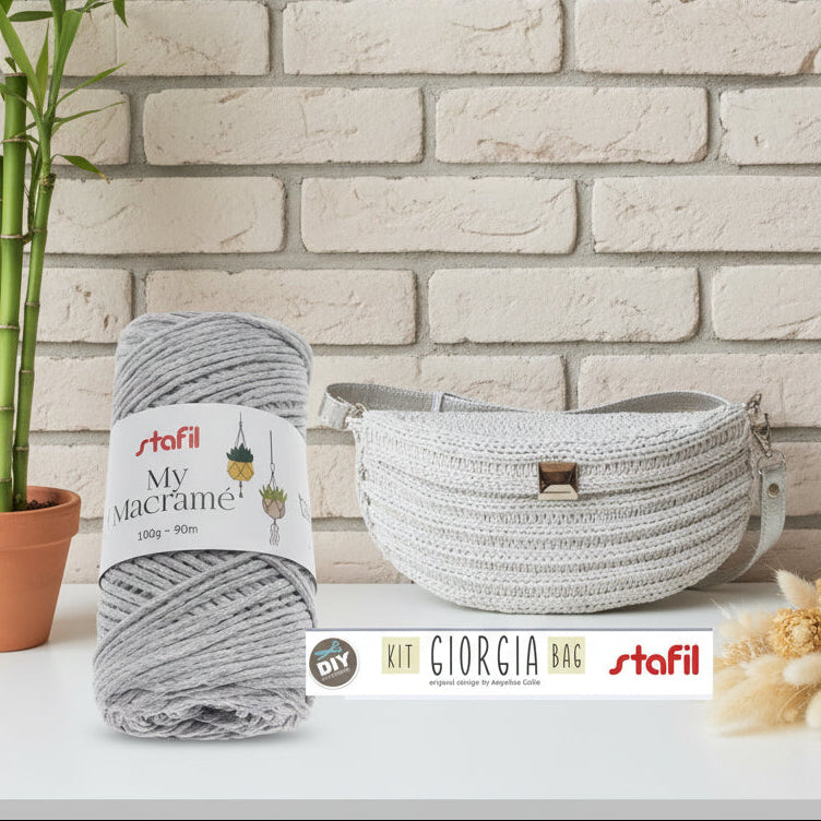 kit giorgia bag stafil diy color per creare fai da te borse uncinetto forma marsupio tracolla set cordino e accessori macramè grigio pietra