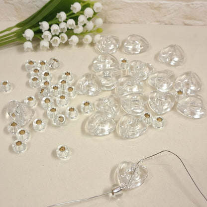 kit 11 g perline 5 mm e cuoricini 10 mm per fai da te bigiotteria bijoux gioielli di perle di uso comune e da sposa