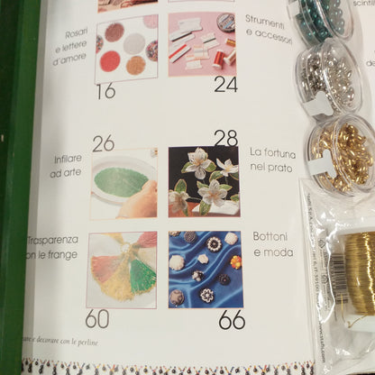 da pagina 16 a 66 rosari strumenti accessori infilare conteria ricoprire bottoni frange nappine fiori veneziani sommario filo ottone 0.30 mm olive oro argento perle turchese grandi per decorazioni Natale kit materiali e manuale creare e decorare con le perline