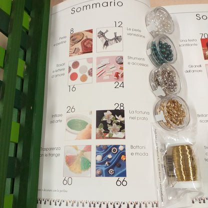 trasparenza con frange bottoni e moda la fortuna fiori nel prato infilare arte dall'alto sommario da pagina 8 a 66 filo ottone 0.30 mm olive oro argento bianche chicco di riso perle turchese per decorazioni kit materiali e manuale creare e decorare con le perline