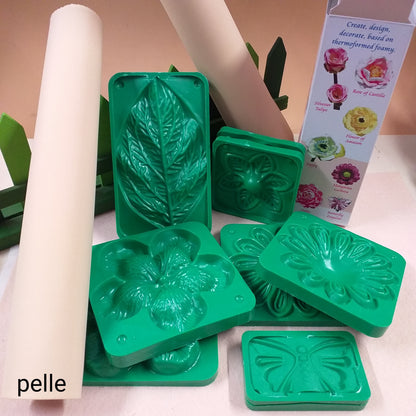 Thikas Renkalik crea design e decorazioni composizioni floreali fioristi con fommy gomma crepla carta eva termoformabile termomodellabile 5 coppie formine stampi rose di Castilla tulipano silvestre fiore dell'amazzonia papavero margherita gerbera dalia farfalla carta eva colore pelle