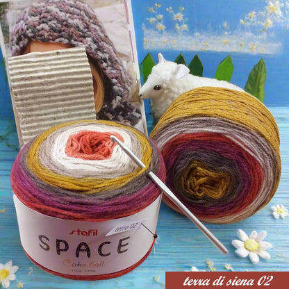 lana acrilica terrra di siena economica  sfumata cake Ball filato stafil caramella multicolore gomitoli in vendita per uncinetto maglia schemi cartamodelli lavori berretti bambini kit ocra marrone chiaro scuro arancione fucsia