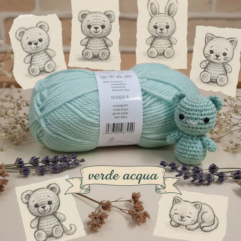 verde acqua pastello misto lana acrilico sintetico gomitoli per Ferri lavori a maglia e uncinetto vetrina eco-friendly uso sferruzzare maglione amigurumi pasquali decorazioni natalizie mandala